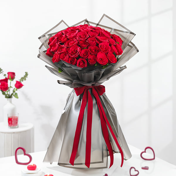 50 Gorgeous Red Roses Bouquet - Image 3