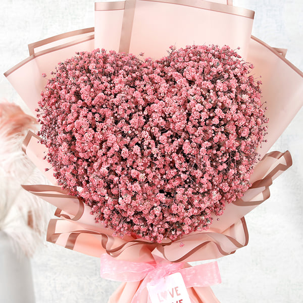 Blush Gypsophila Heart Bouquet - Image 3